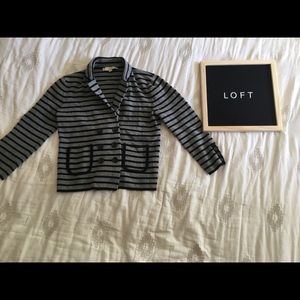 LOFT Gray and black striped blazer